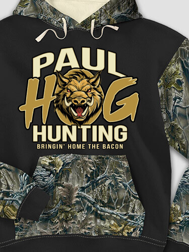 Hog Hunting Black/SFG Camo Adult 2-Tone Camo Hooded Sweatshirt