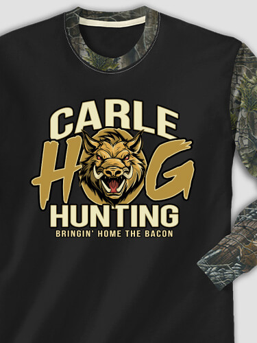 Hog Hunting Black/SFG Camo Adult 2-Tone Camo Long Sleeve T-Shirt