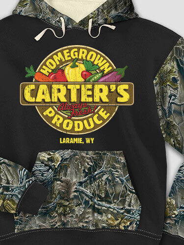 Homegrown Produce Black/SFG Camo Adult 2-Tone Camo Hooded Sweatshirt