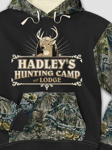 Hunting Camp Black/SFG Camo Adult 2-Tone Camo Hooded Sweatshirt