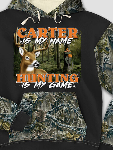 Hunting is my Game Black/SFG Camo Adult 2-Tone Camo Hooded Sweatshirt