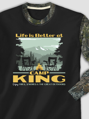 Life Is Better Black/SFG Camo Adult 2-Tone Camo Long Sleeve T-Shirt