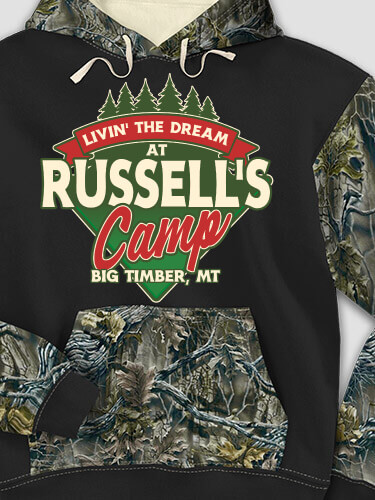 Livin' The Dream Camp Black/SFG Camo Adult 2-Tone Camo Hooded Sweatshirt