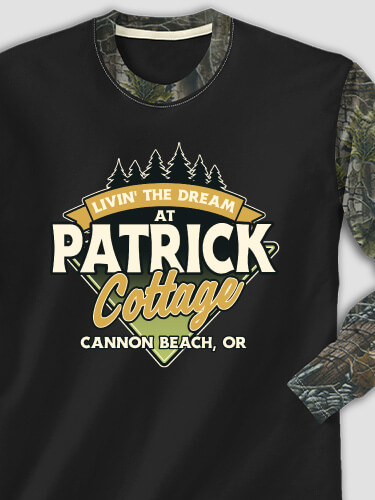 Livin' The Dream Cottage Black/SFG Camo Adult 2-Tone Camo Long Sleeve T-Shirt
