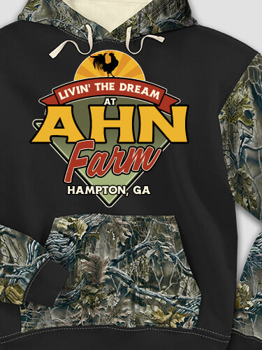 Livin' The Dream Farm Black/SFG Camo Adult 2-Tone Camo Hooded Sweatshirt