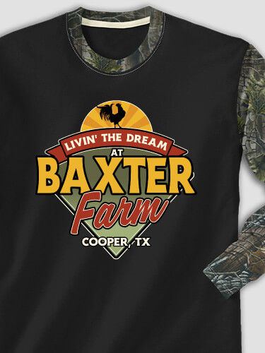 Livin' The Dream Farm Black/SFG Camo Adult 2-Tone Camo Long Sleeve T-Shirt