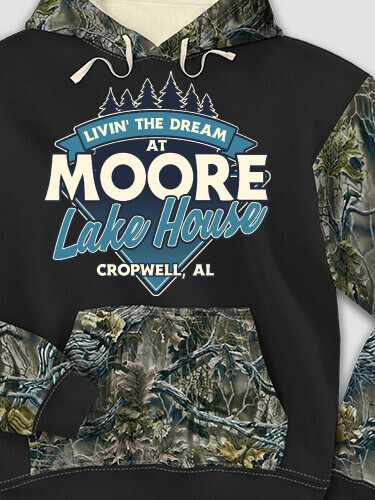 Livin' The Dream Lake House Black/SFG Camo Adult 2-Tone Camo Hooded Sweatshirt