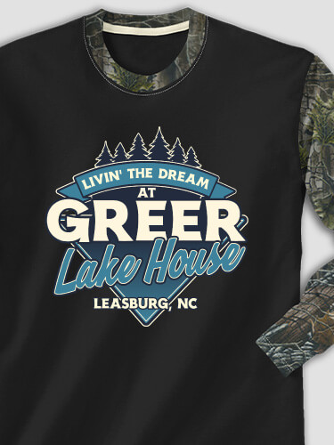 Livin' The Dream Lake House Black/SFG Camo Adult 2-Tone Camo Long Sleeve T-Shirt
