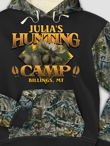 Moose Hunting Camp Black/SFG Camo Adult 2-Tone Camo Hooded Sweatshirt