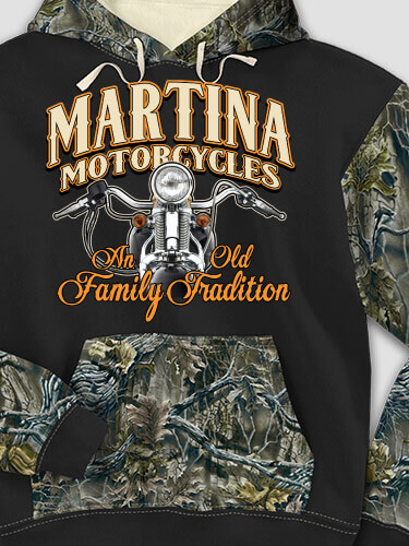 Motorcycle Family Tradition Black/SFG Camo Adult 2-Tone Camo Hooded Sweatshirt