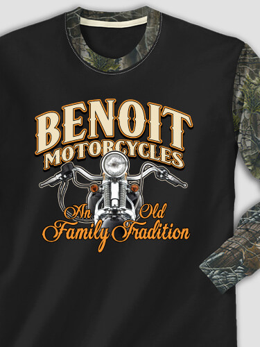 Motorcycle Family Tradition Black/SFG Camo Adult 2-Tone Camo Long Sleeve T-Shirt