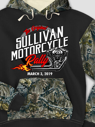 Motorcycle Rally Black/SFG Camo Adult 2-Tone Camo Hooded Sweatshirt