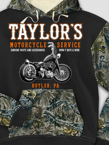 Motorcycle Service Black/SFG Camo Adult 2-Tone Camo Hooded Sweatshirt