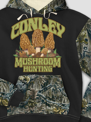 Mushroom Hunting Black/SFG Camo Adult 2-Tone Camo Hooded Sweatshirt