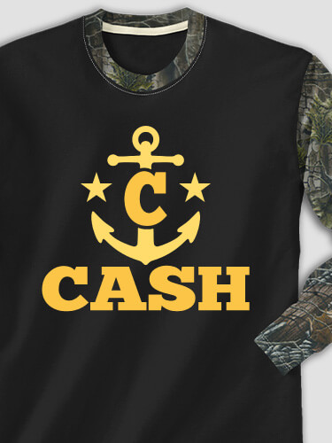 Nautical Monogram Black/SFG Camo Adult 2-Tone Camo Long Sleeve T-Shirt