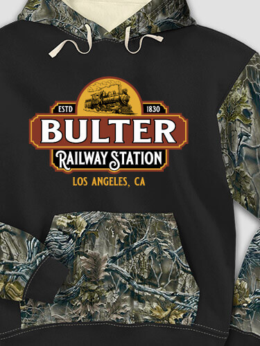 Railway Station Black/SFG Camo Adult 2-Tone Camo Hooded Sweatshirt