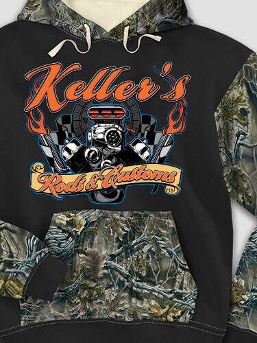 Rods and Customs Black/SFG Camo Adult 2-Tone Camo Hooded Sweatshirt