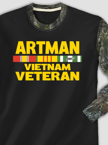 Vietnam Veteran Black/SFG Camo Adult 2-Tone Camo Long Sleeve T-Shirt