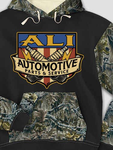 Vintage Automotive Black/SFG Camo Adult 2-Tone Camo Hooded Sweatshirt