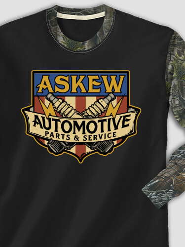 Vintage Automotive Black/SFG Camo Adult 2-Tone Camo Long Sleeve T-Shirt