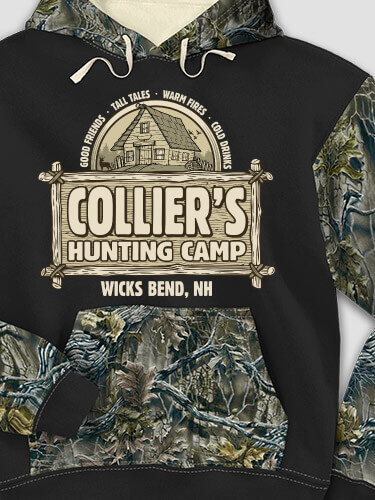 Vintage Hunting Camp Black/SFG Camo Adult 2-Tone Camo Hooded Sweatshirt