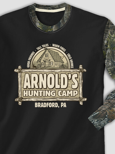 Vintage Hunting Camp Black/SFG Camo Adult 2-Tone Camo Long Sleeve T-Shirt