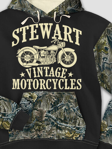 Vintage Motorcycles Black/SFG Camo Adult 2-Tone Camo Hooded Sweatshirt