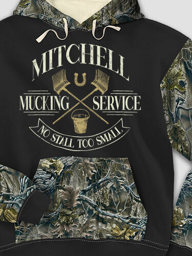 Vintage Mucking Service Black/SFG Camo Adult 2-Tone Camo Hooded Sweatshirt