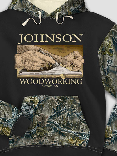 Woodworking Black/SFG Camo Adult 2-Tone Camo Hooded Sweatshirt