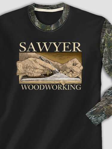 Woodworking Black/SFG Camo Adult 2-Tone Camo Long Sleeve T-Shirt