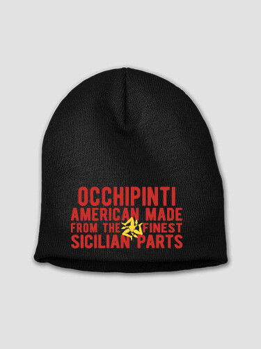 Sicilian Parts Black Embroidered Beanie