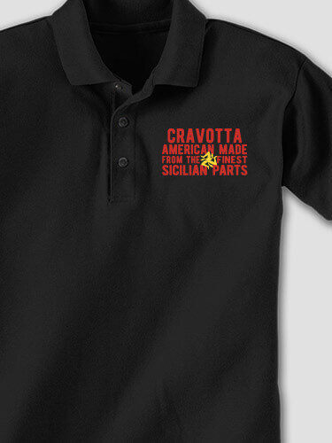 Sicilian Parts Black Embroidered Polo Shirt