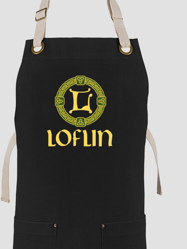 Celtic Wreath Monogram Black/Stone Canvas Work Apron