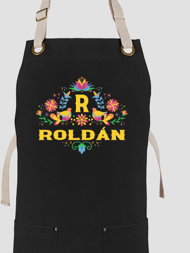 Hispanic Monogram Black/Stone Canvas Work Apron