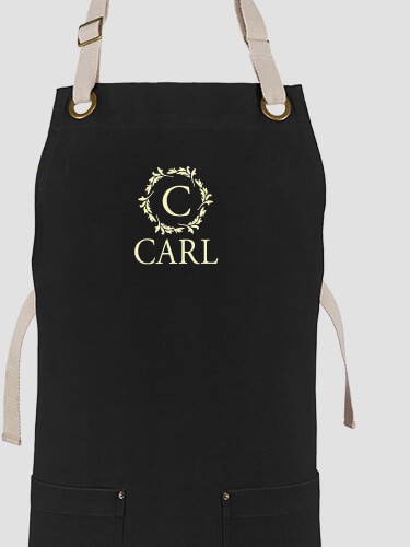 Wreath Monogram Black/Stone Canvas Work Apron