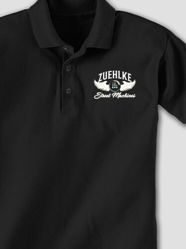 Street Machines Black Embroidered Polo Shirt