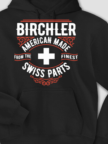 Swiss Parts Black Adult Hooded Sweatshirt