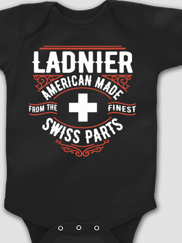 Swiss Parts Black Baby Bodysuit