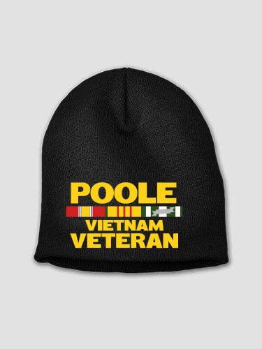 Vietnam Veteran Black Embroidered Beanie