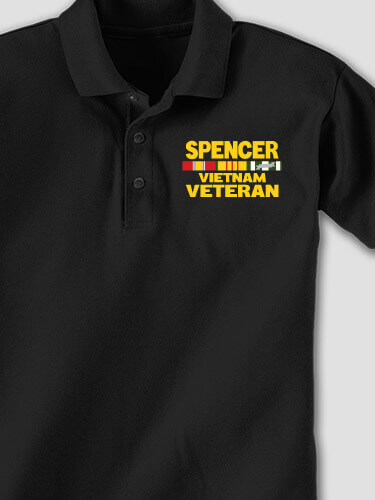 Vietnam Veteran Black Embroidered Polo Shirt