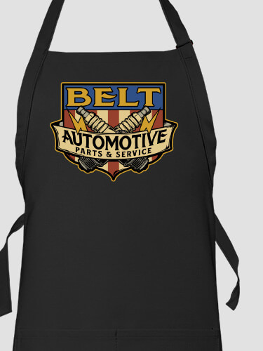 Vintage Automotive Black Apron