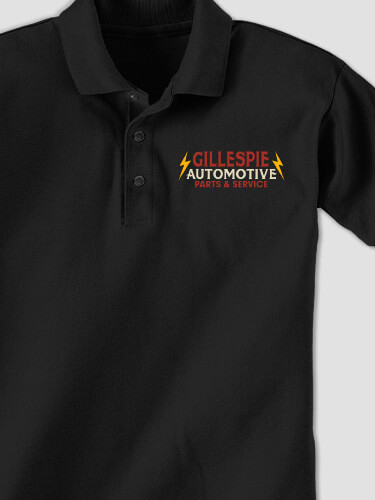 Vintage Automotive Black Embroidered Polo Shirt