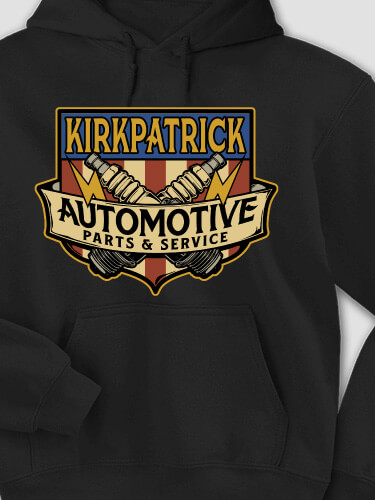 Vintage Automotive Black Adult Hooded Sweatshirt