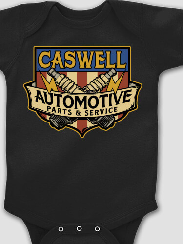 Vintage Automotive Black Baby Bodysuit