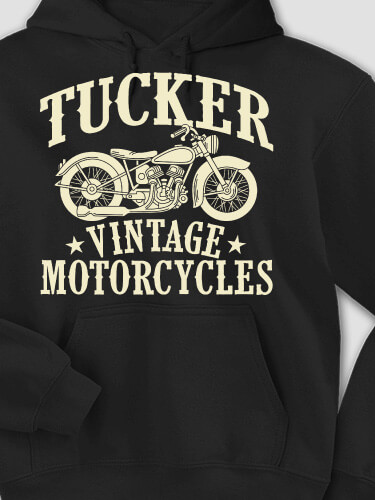 Vintage Motorcycles Black Adult Hooded Sweatshirt