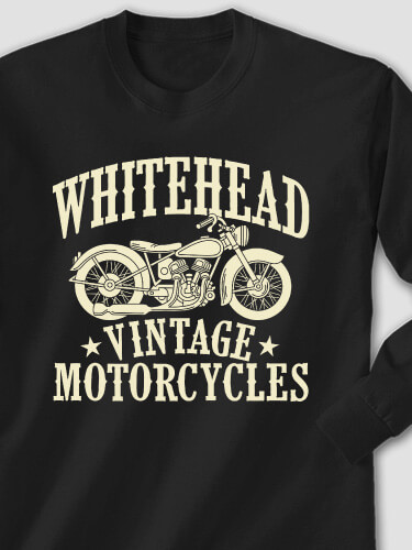 Vintage Motorcycles Black Adult Long Sleeve