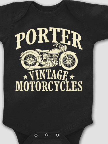 Vintage Motorcycles Black Baby Bodysuit