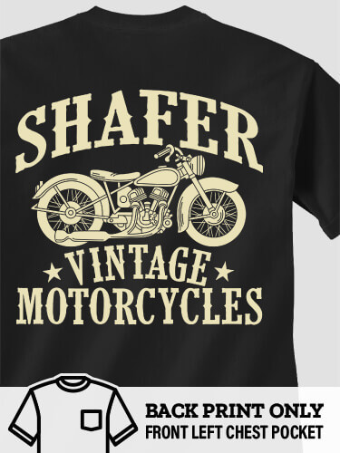 Vintage Motorcycles Black Pocket Adult T-Shirt
