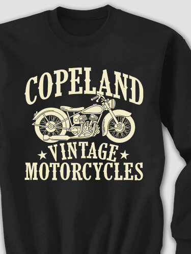 Vintage Motorcycles Black Adult Sweatshirt