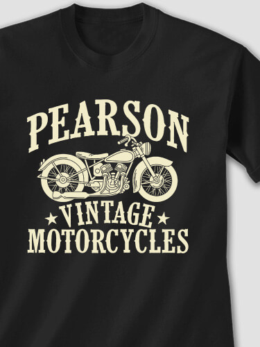 Vintage Motorcycles Black Adult T-Shirt